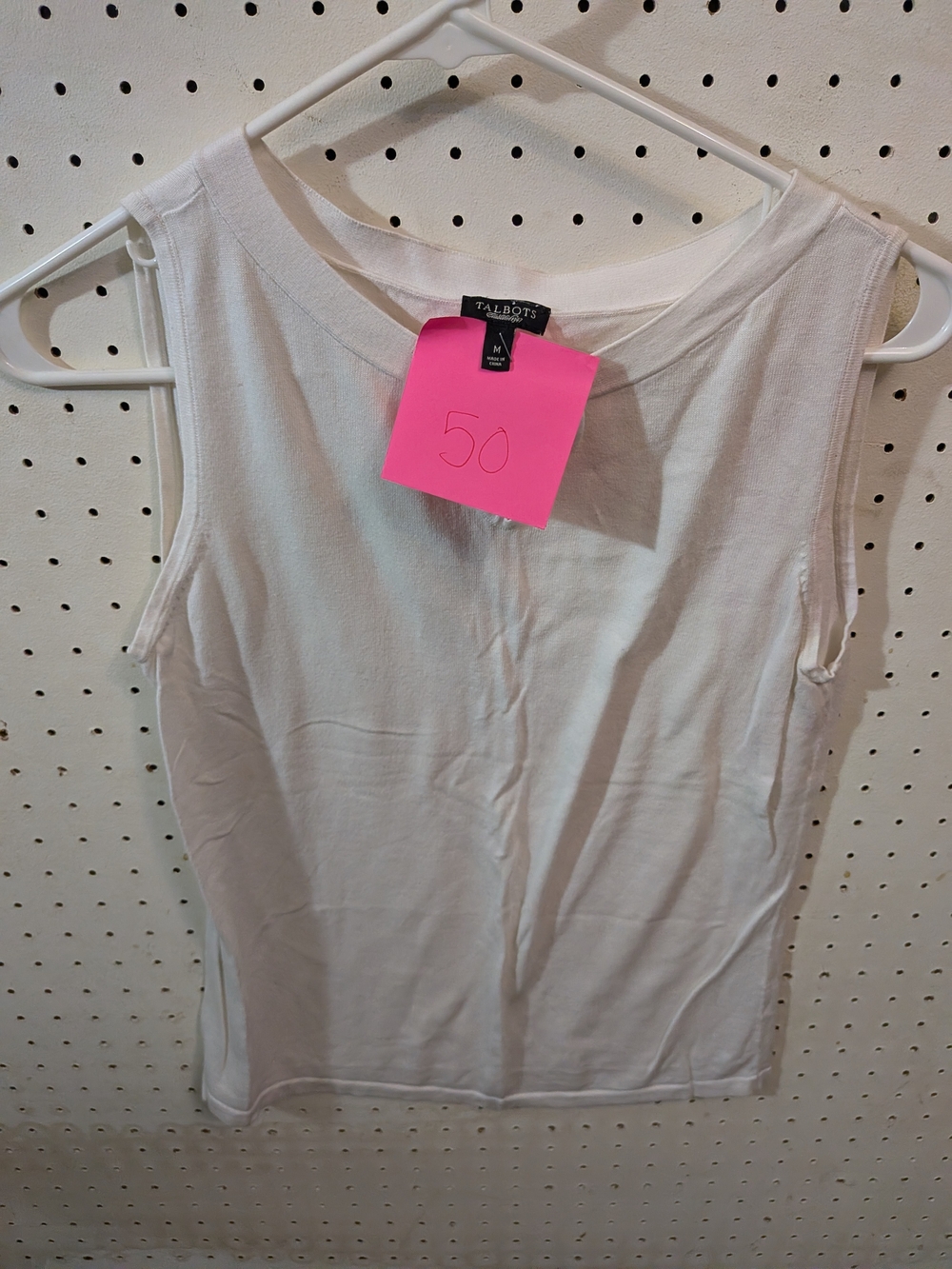 Talbots White Sleeveless Cotton Tank Top